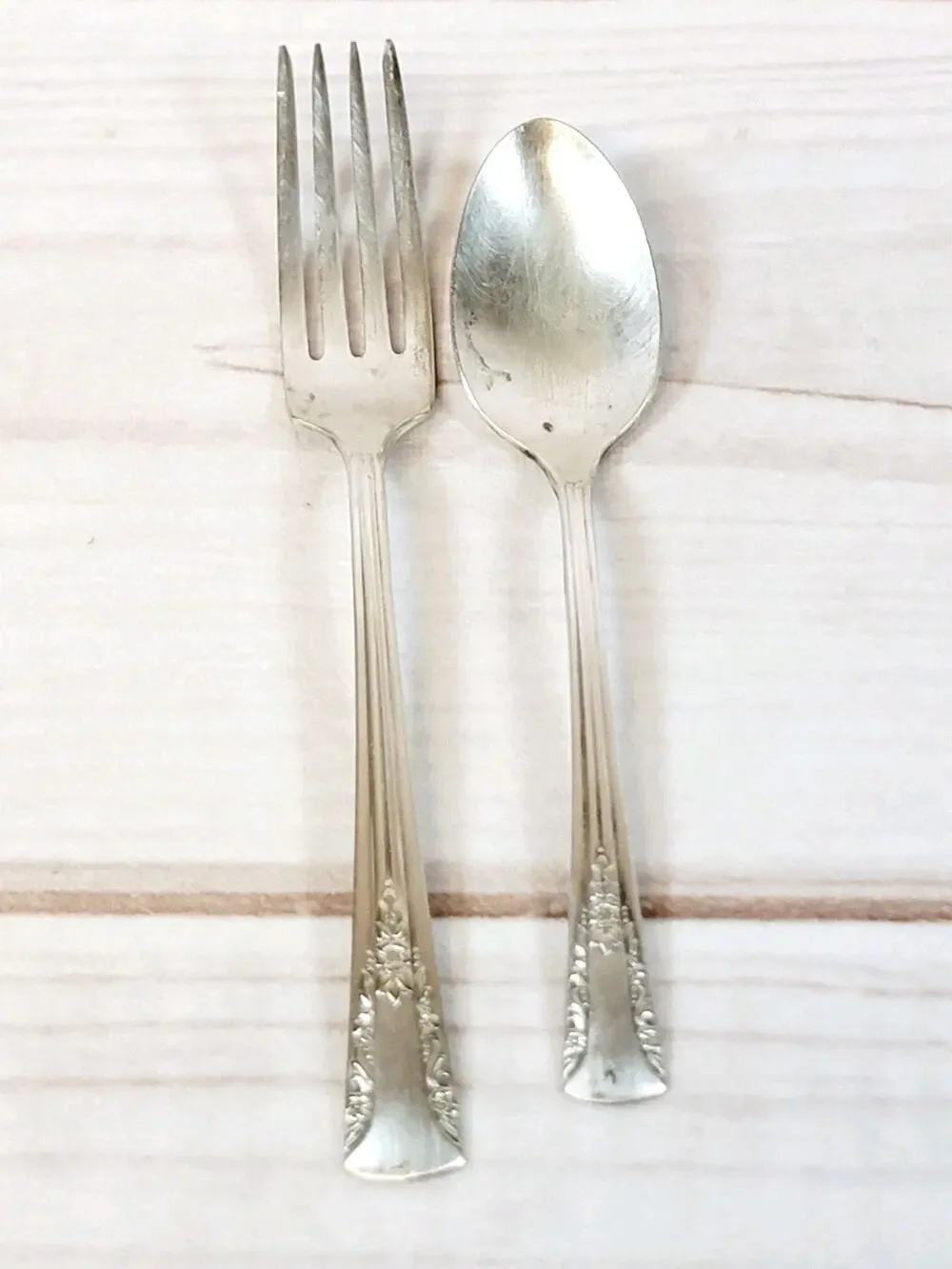 Vintage Camelia Silver Plate Flatware 1 Dinner Fork And Spoon